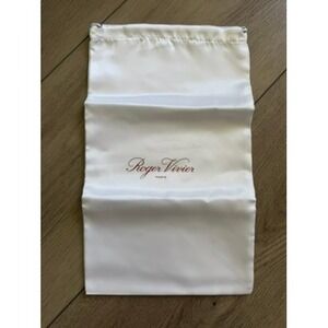 Roger Vivier Paris White Satin Drawstring Dust Bag for Shoes Accessories Logo